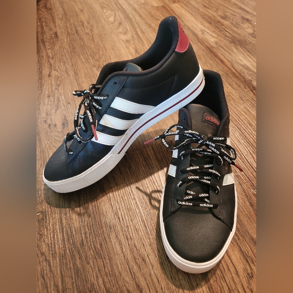 Adidas Black and White Men's Sneakers with Red Accents